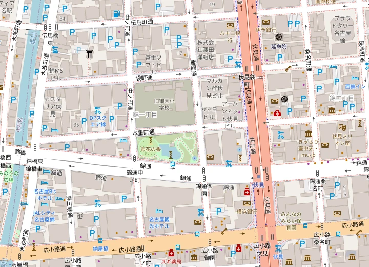 ANYONE所在地と伏見駅周辺の道路地図